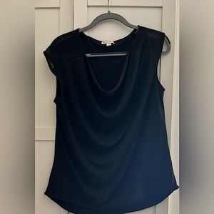 Black Knit Cowl-Neck Blouse